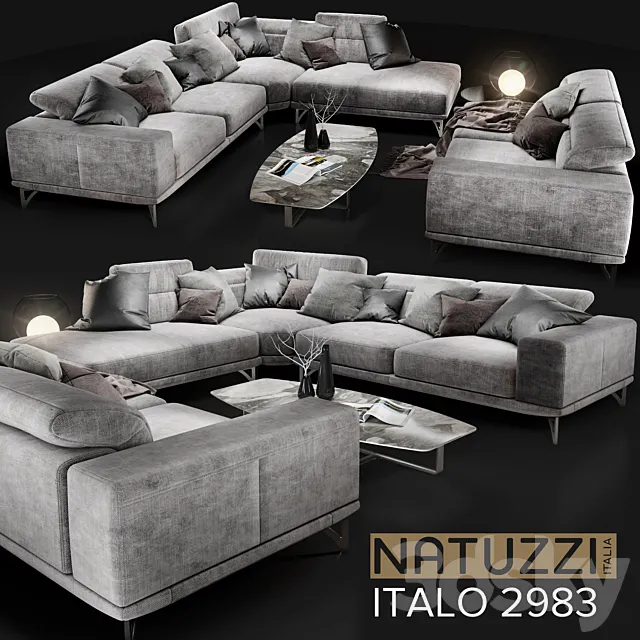 Sofa NATUZZI Italo 2983 grey 3DSMax File