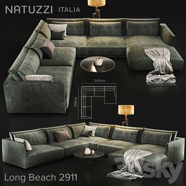 Sofa natuzzi LongBeach 2911 3ds Max