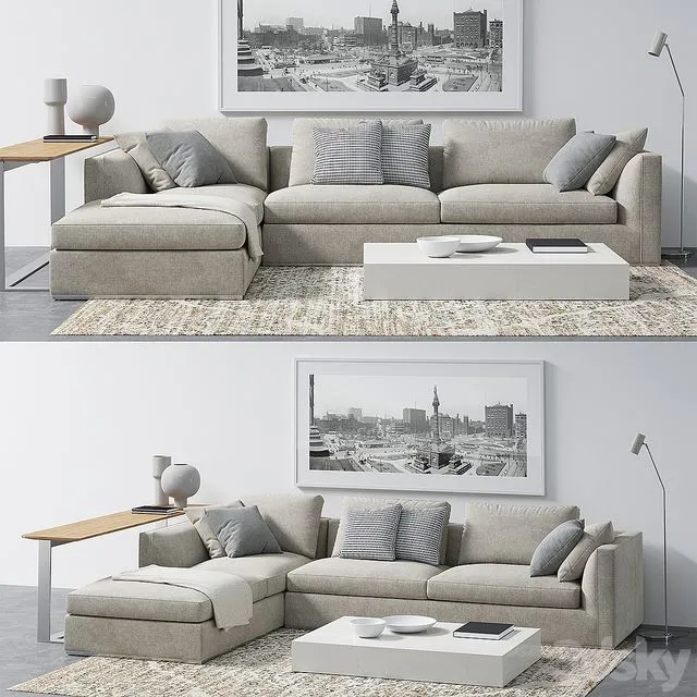 Sofa Richard B & B Italia (2100x3000x 770 mm) 3dsMax Model