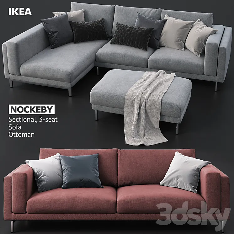 Sofas and ottoman IKEA NOCKEBY 3DS Max