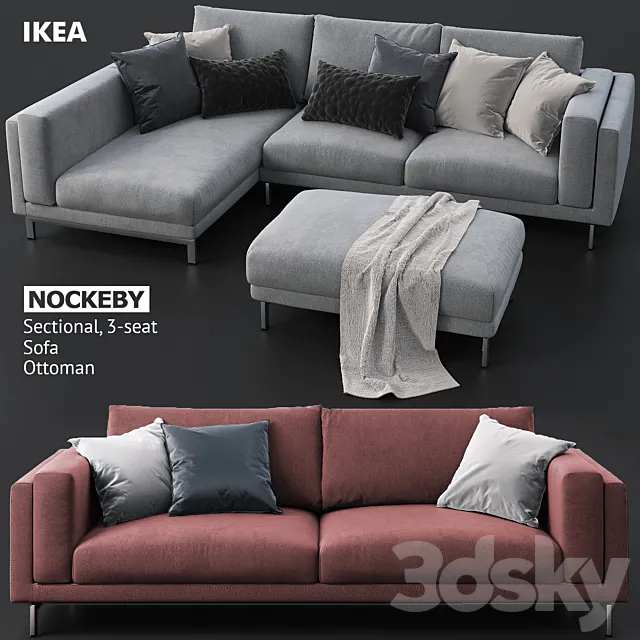 Sofas and ottoman IKEA NOCKEBY 3DSMax File