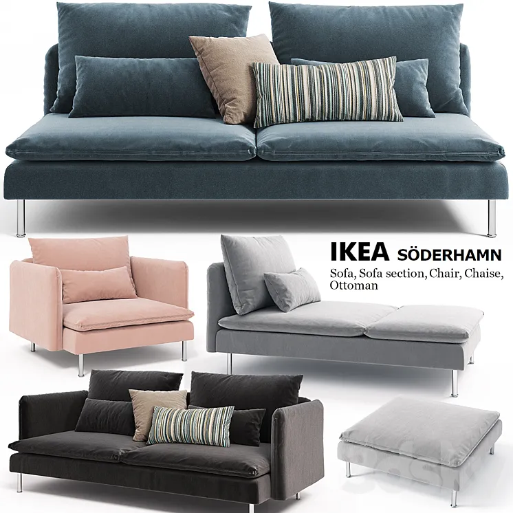 Sofas chairs couch ottoman Ikea SODERHAMN 3DS Max