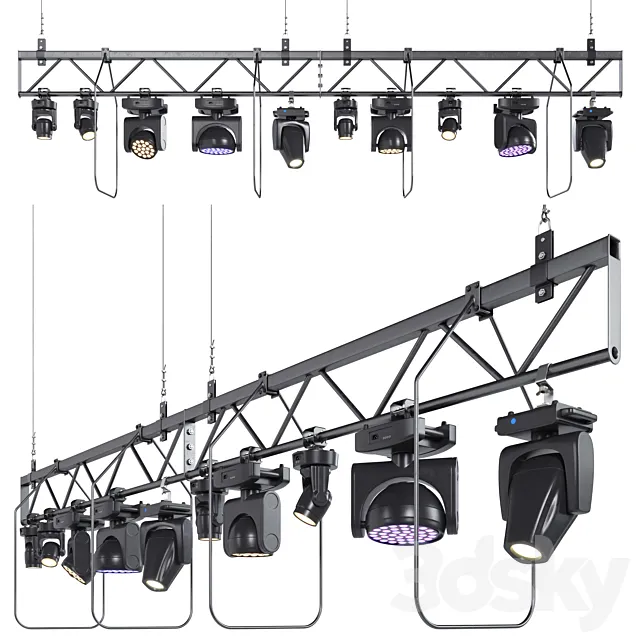 Soffit theater farm with lighting equipment 3ds Max