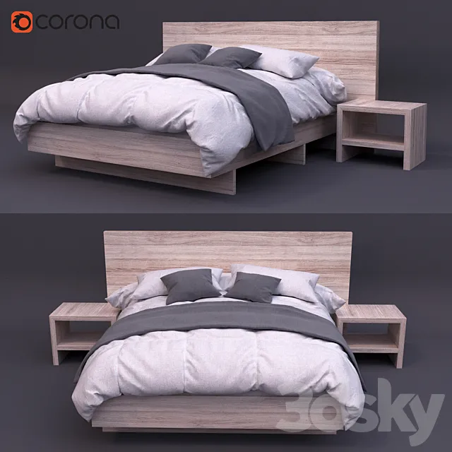 soft rustic bed 3DSMax File