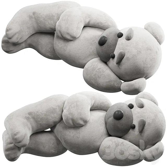 soft toy bear lies on its side 3DS Max Model