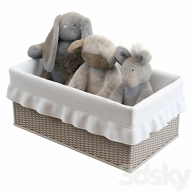 Soft toys in the basket 3ds Max