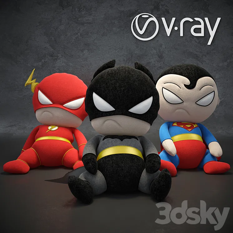 Soft toys superheroes of the DC universe 3DS Max