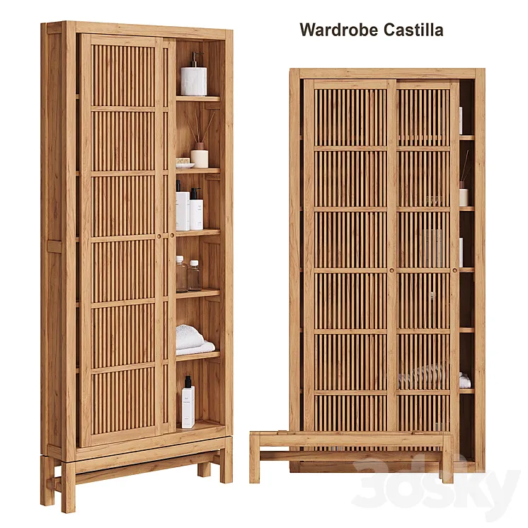 Solid teak cabinet FSC Castilla AM PM 3DS Max
