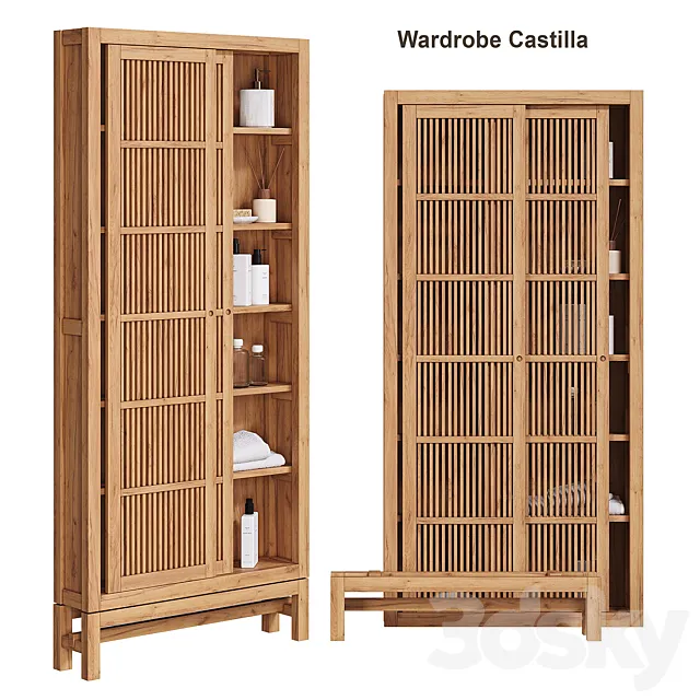 Solid teak cabinet FSC Castilla AM PM 3dsMax Model