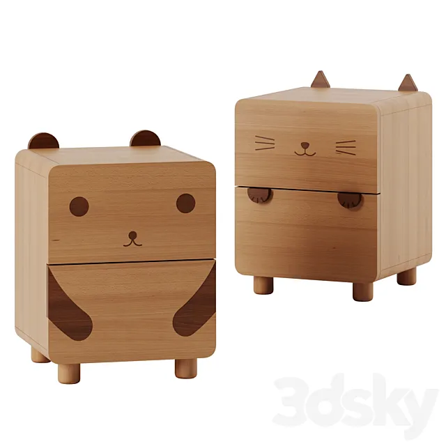 Solid Wood Nightstand For Kids by Apollo Box 3DSMax File