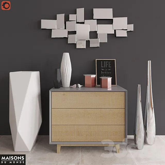 Sommode with decor Maisons du Monde 3DS Max Model