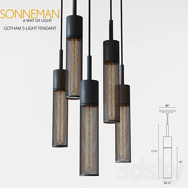 Sonneman Gotham 5-Light Pendant 3DSMax File