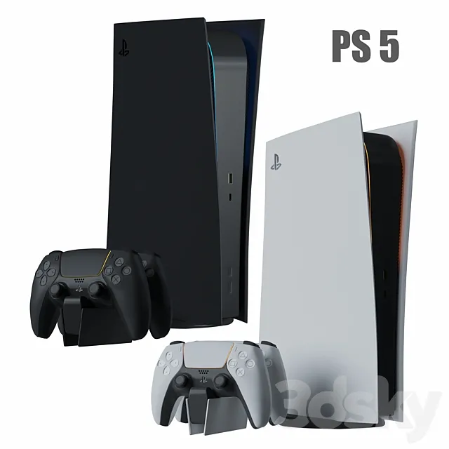 Sony PlayStation 5 console with ps5 gamepad 3DSMax File