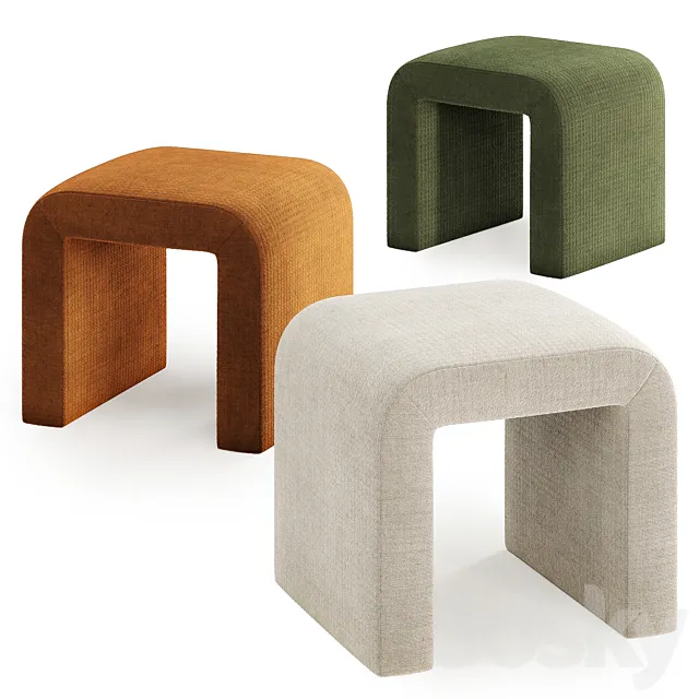 Sophia Luxury Curved Upholstered Ottoman Bench 3ds Max
