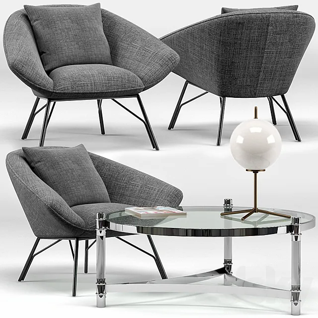 Soren Lounge Chair. Eichholtz Trento Coffee Table 3DSMax File