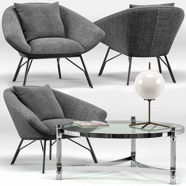 Soren Lounge Chair Eichholtz Trento Coffee Table 3dsMax Model