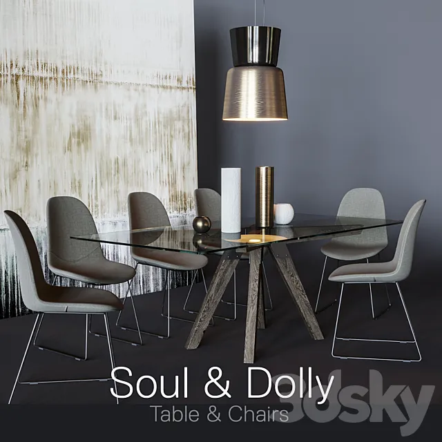 Soul Table & Dolly Chairs 3ds Max