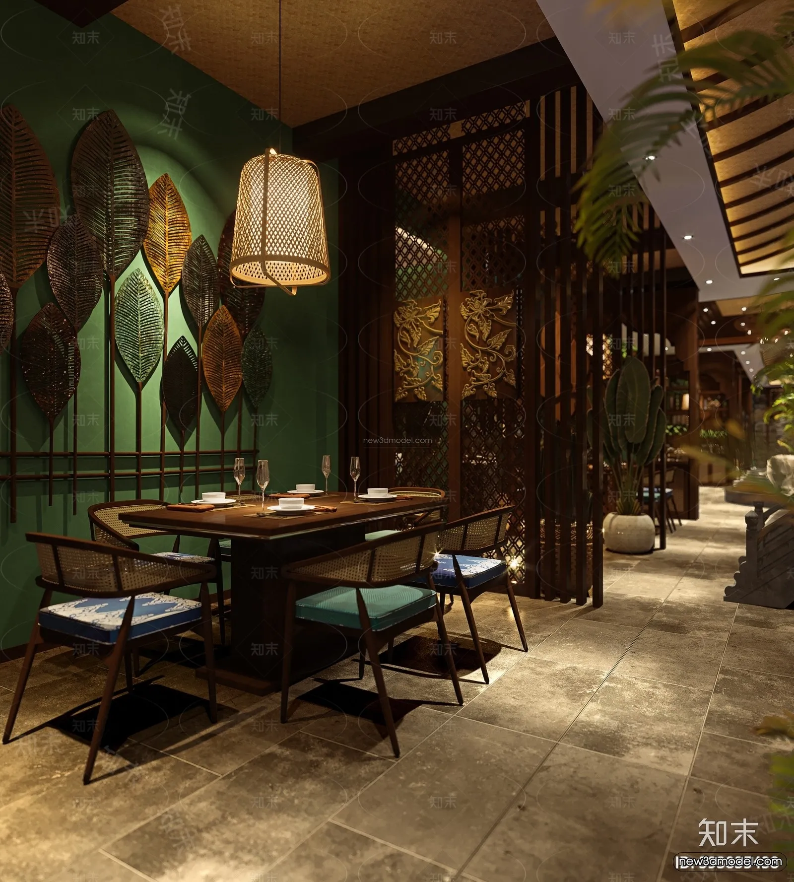 Southeast Asia Restaurant 3D Scenes – 3D Blocks – 069 – CORONA