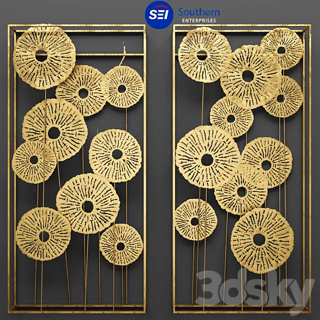 Southern Enterprises Aura Abstract Wall Sculpture. picture. art. wall decor. luxury. gold. metallic. panels. luxury 3DSMax File