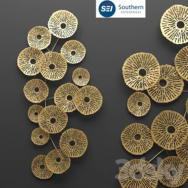 Southern Enterprises Aura Abstract Wall Sculpture. wall decor. art. metallic. luxury. gold. abstraction. flowers. panels 3DSMax File