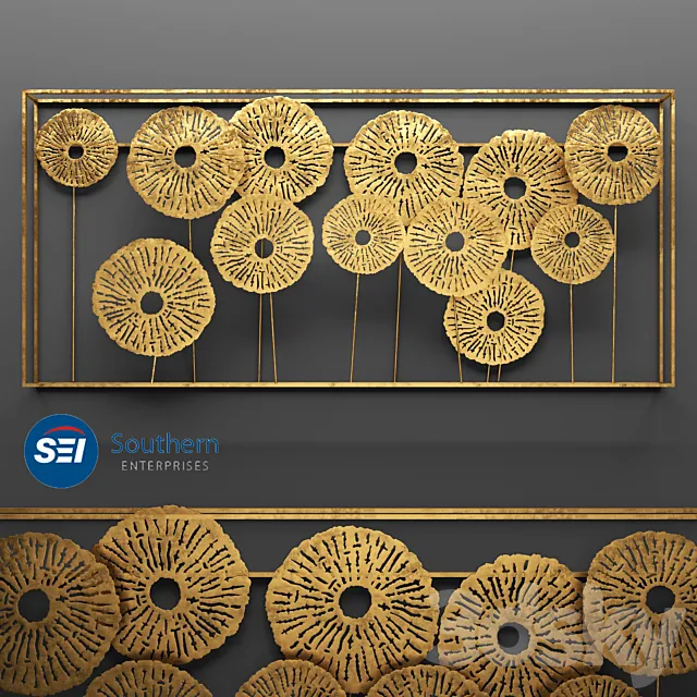 Southern Enterprises Aura Wall Sculpture wall decor art metallic luxury gold abstraction flowers panels contemporary art sculpture art wall decor 3ds Max