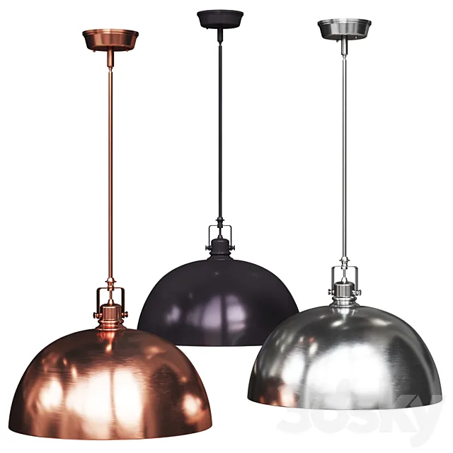 Southlake 1-Light Bowl Pendant brushed copper nickel and black olive 3DS Max Model