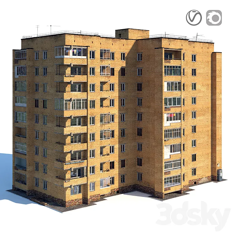 Soviet nine-story house 3DS Max