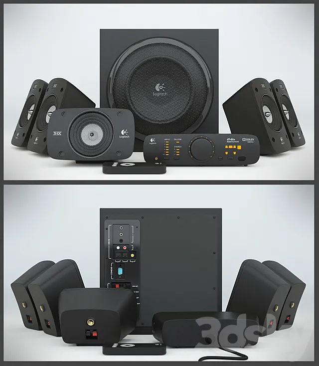 Speakers Logitech z906 3DS Max Model