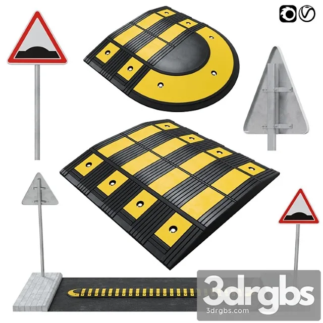 Speed bump with sign 3dsmax Download