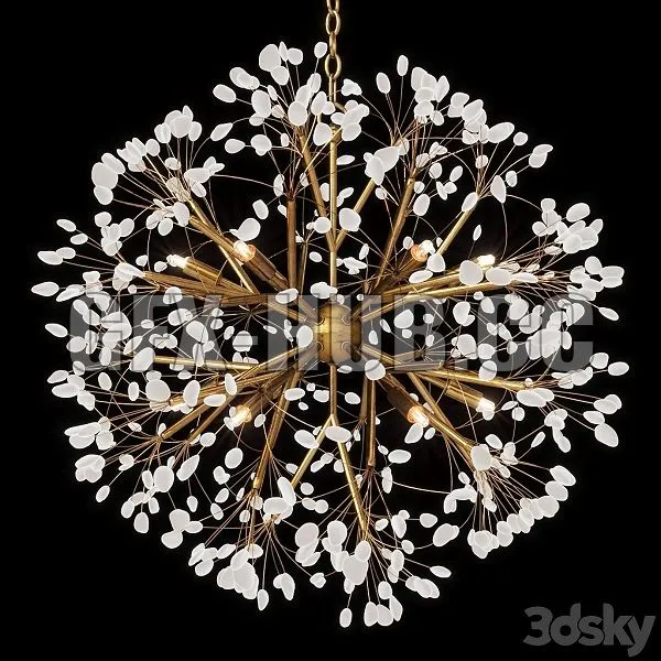 Spherical Twelve Light Quartz Chandelier 3dsMax Model