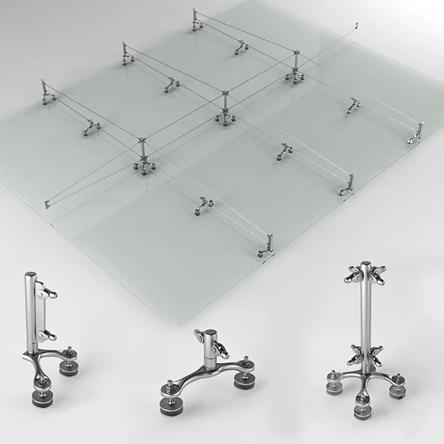 Spider system of glazing of facades 3DS Max Model