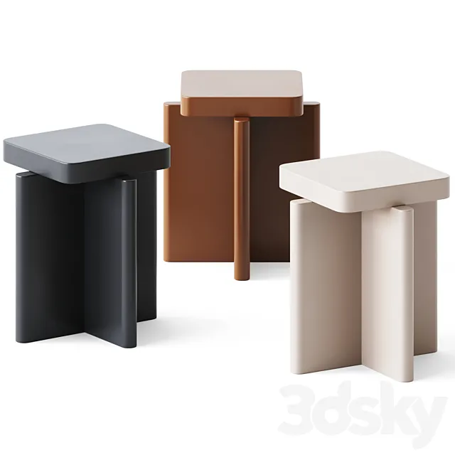 Spina Side Table in Lac Wood Off-White 1 Edited by Portego 3ds Max