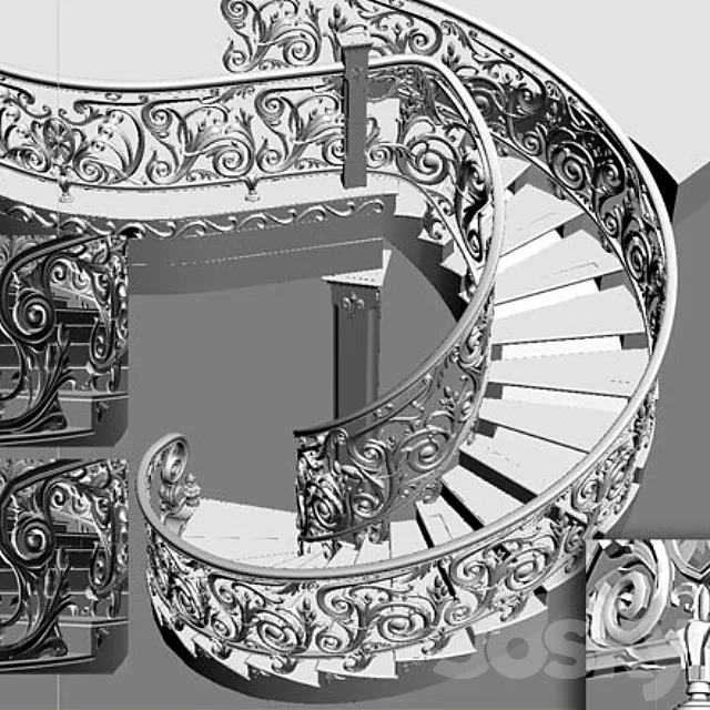 spiral staircase 3ds Max