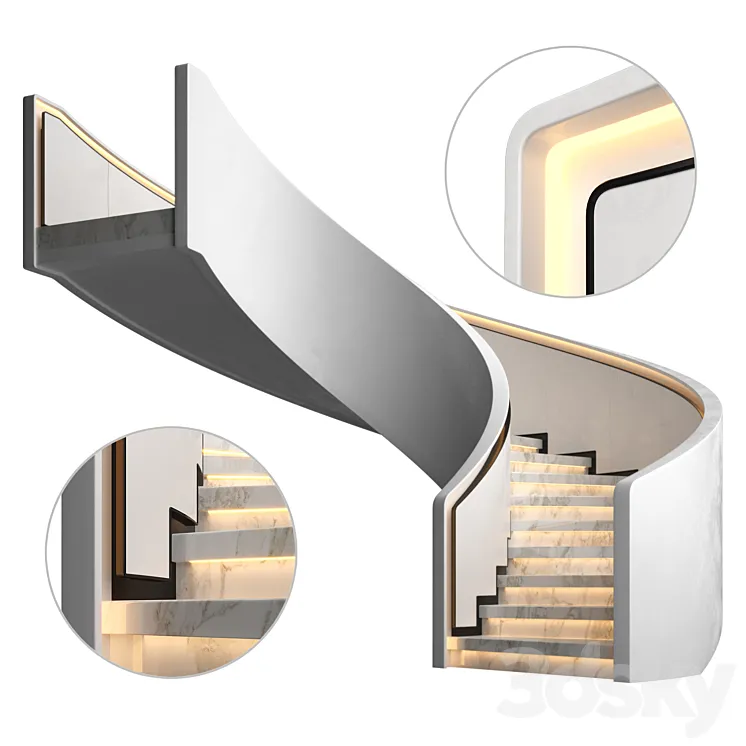 Spiral staircase 8 3DS Max Model
