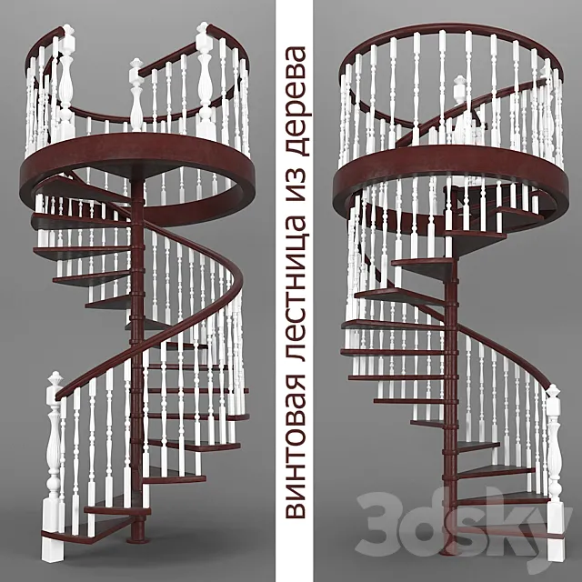 spiral staircase of wood_04 3ds Max