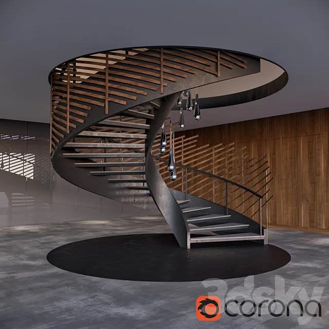 Spiral staircase with installation 3DSMax File