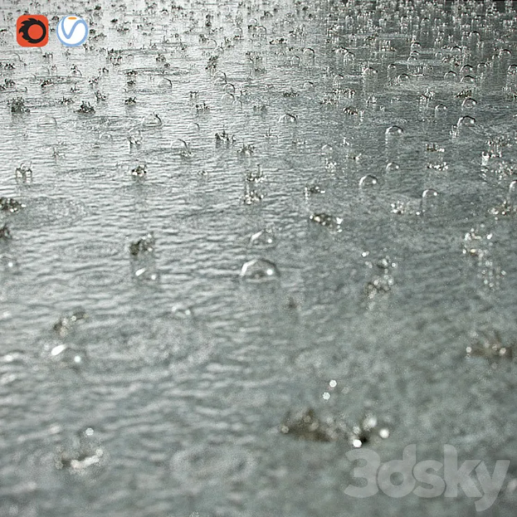 Splashes of raindrops 3DS Max