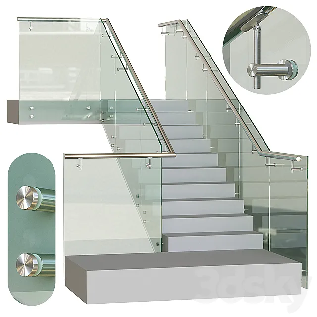 Spotted glass railing 5 3DSMax File