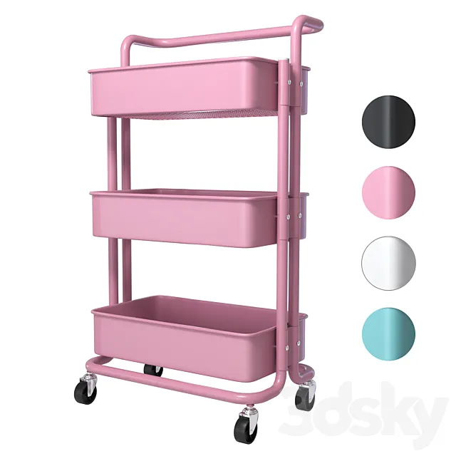 SPOWAY. Bookcase on wheels trolley organizer for storage 3DS Max Model