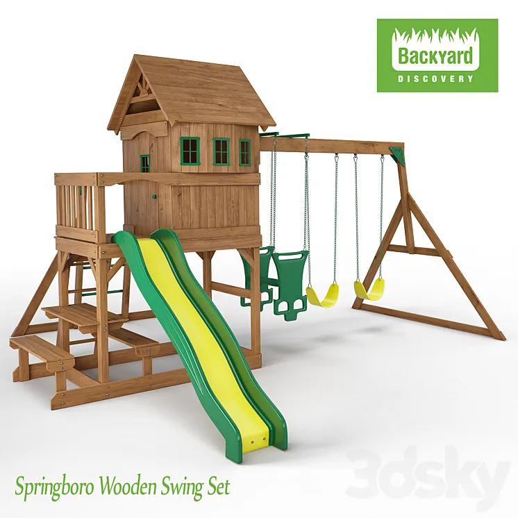 Springboro Wooden Swing Set 3DS Max