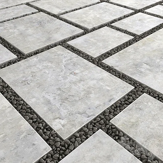 Square pebble _ Square of slabs with pebbles 3ds Max