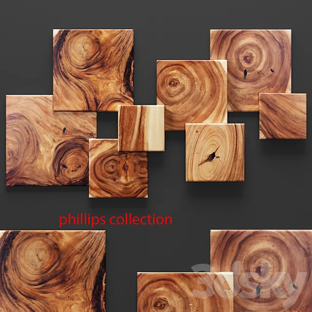 Square Standout Wall Art Set of 8. wall decor. panel. wooden. picture 3DSMax File