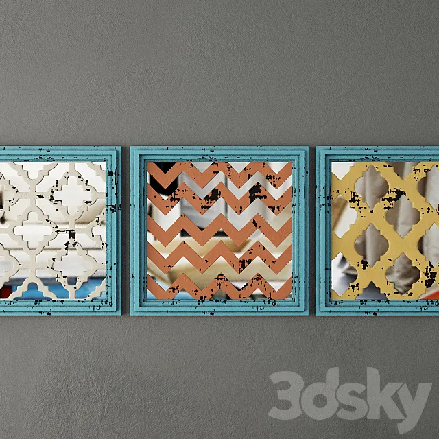 Square Wood Panel Wall Art 3DS Max Model