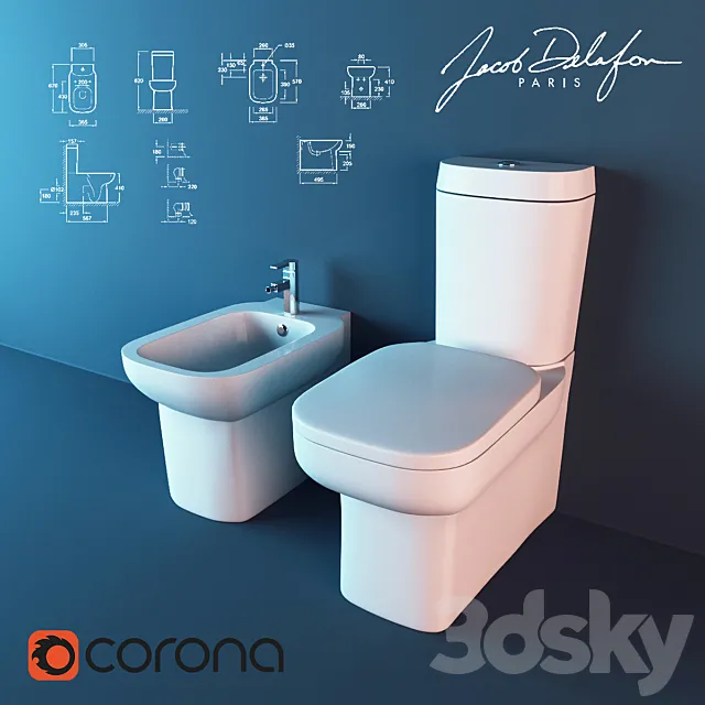 Squat toilet and bidet Jacob Delafon Replay 3ds Max