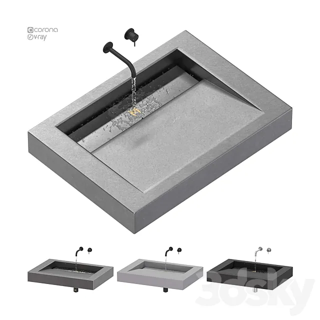 SSI Design Indiana wastafel Solid Surface minimal 3DSMax File