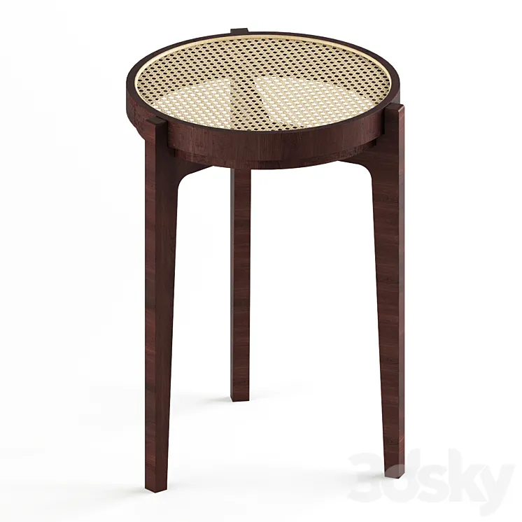 Stackable oak and rattan stool (Bar stool)- Solid wood stools 3DS Max
