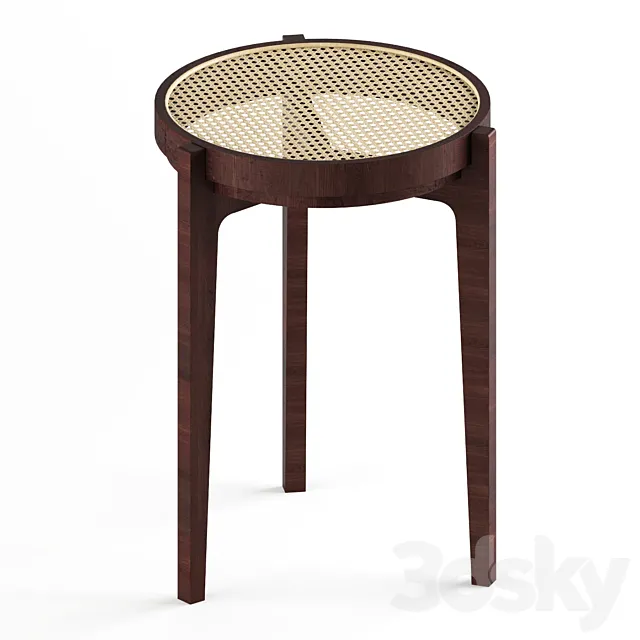 Stackable oak and rattan stool (Bar stool)- Solid wood stools 3DSMax File