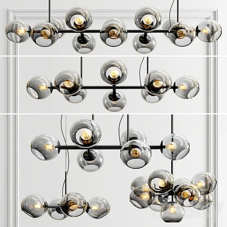Staggered Chandelier Collection – 5 type 3DS Max