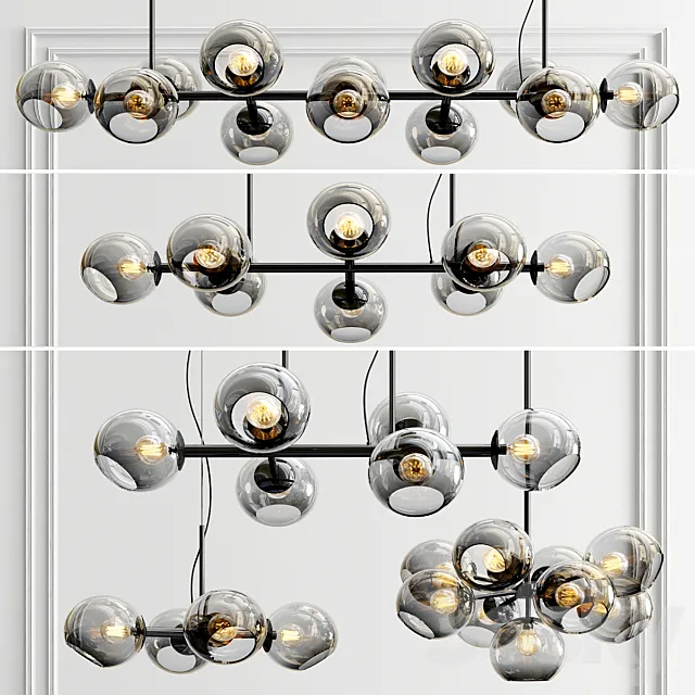Staggered Chandelier Collection – 5 type 3DSMax File