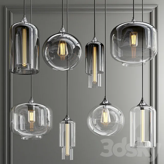 Staggered & Clear Glass Pendant Collectoin 3DSMax File